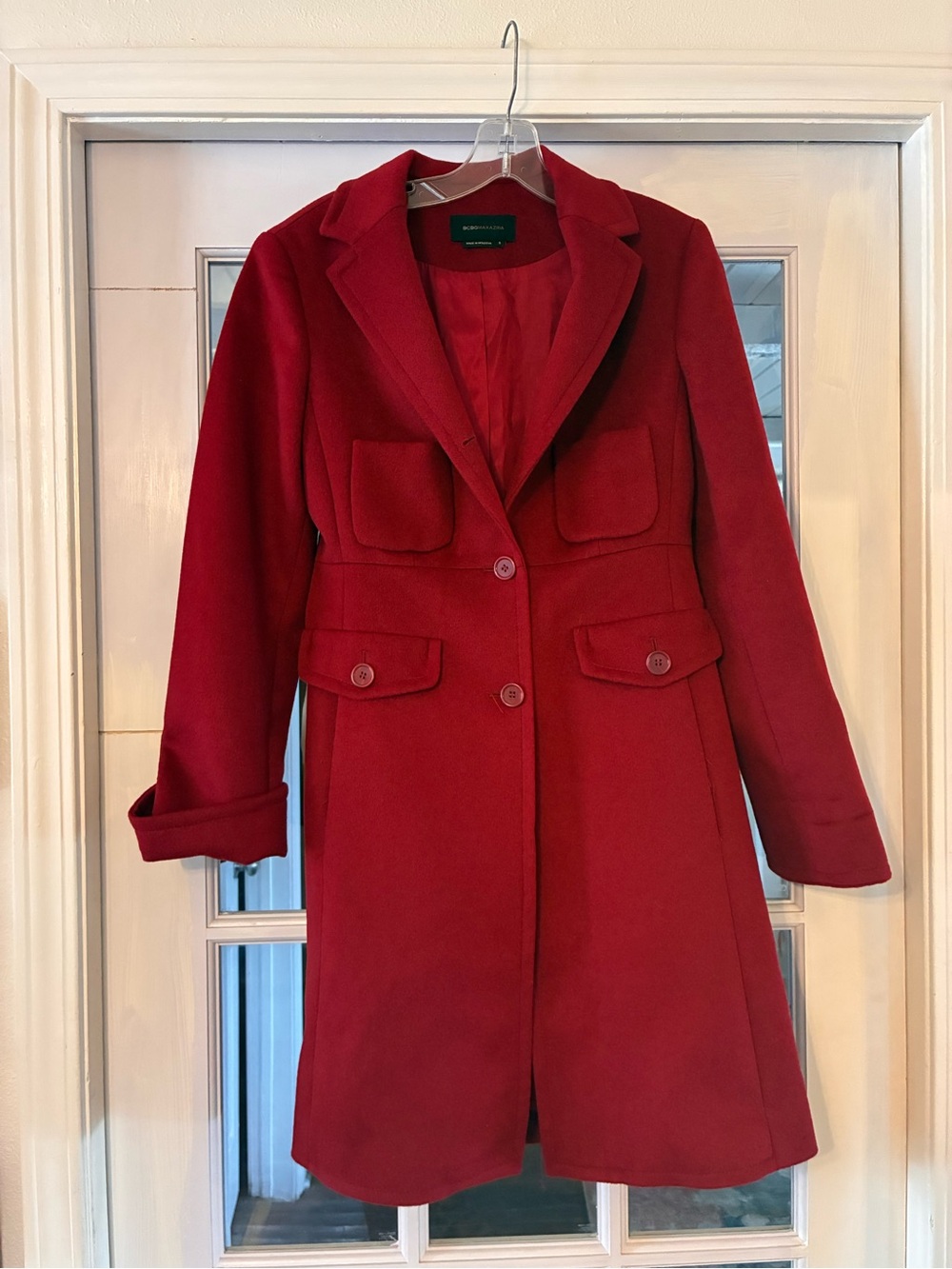 BCBGMaxAzria Deep Red Tailored Trench Coat
